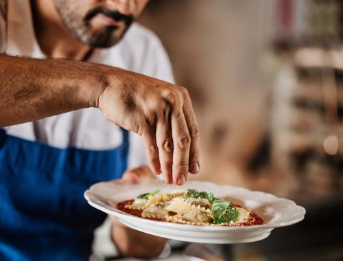 Chef Plating Pasta