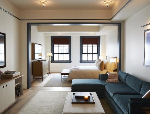 Loft King Room Living Area and Bed