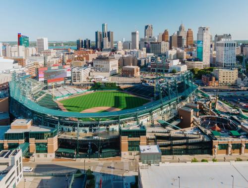 Ariel view of Comerica Park, Detroit