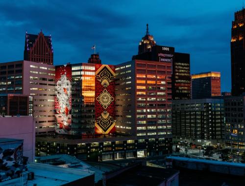 Downtown Detroit at night