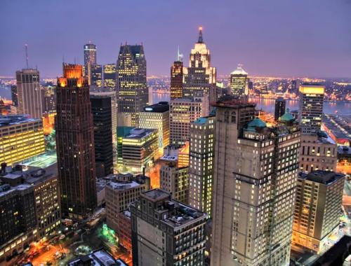 Downtown Detroit at night