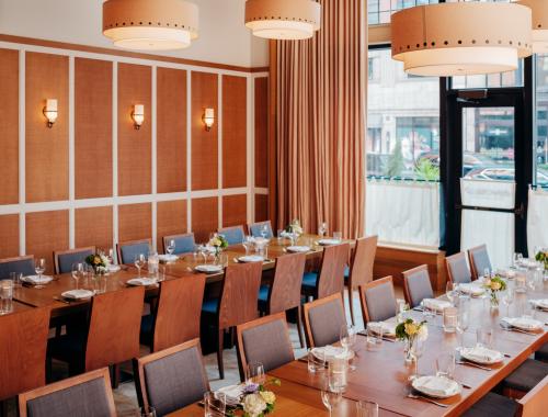 San Morello Restaurant seating in Shinola Hotel, Detroit Michigan 