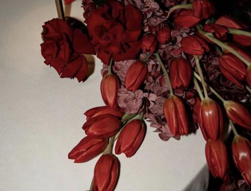 A bouquet of red flowers