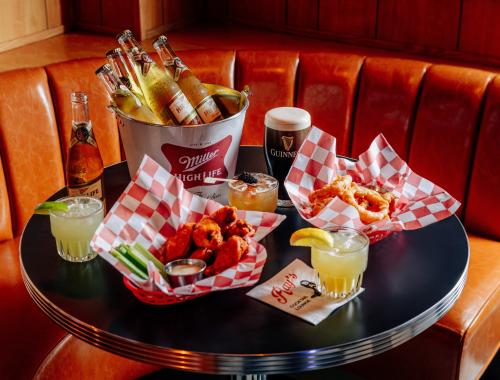Spread of bar bites and drinks at Ray's