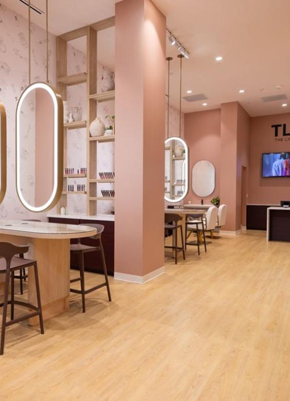 Beauty studio with counters and mirrors