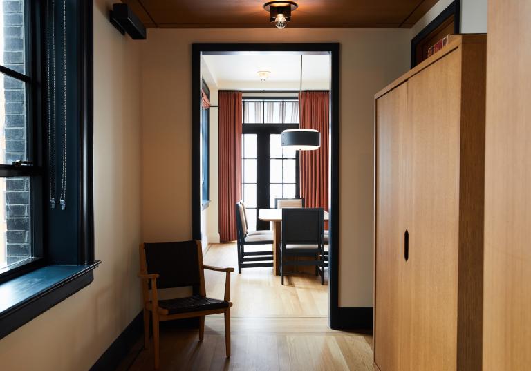 Bedrock Penthouse Hallway and Dresser entry into Study