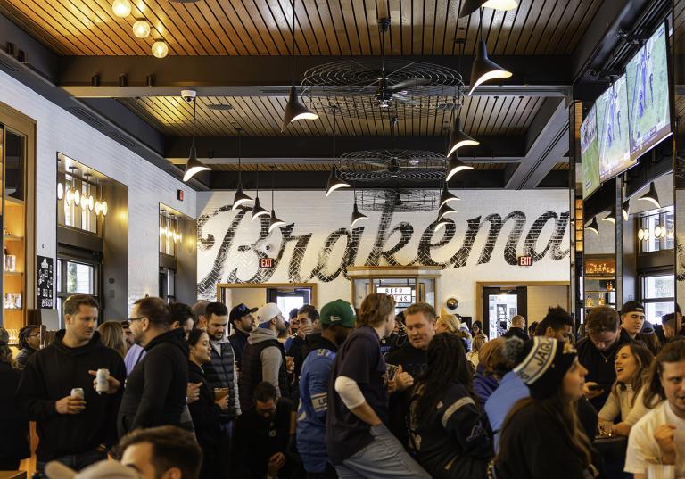 A crowd of people in the Brakeman