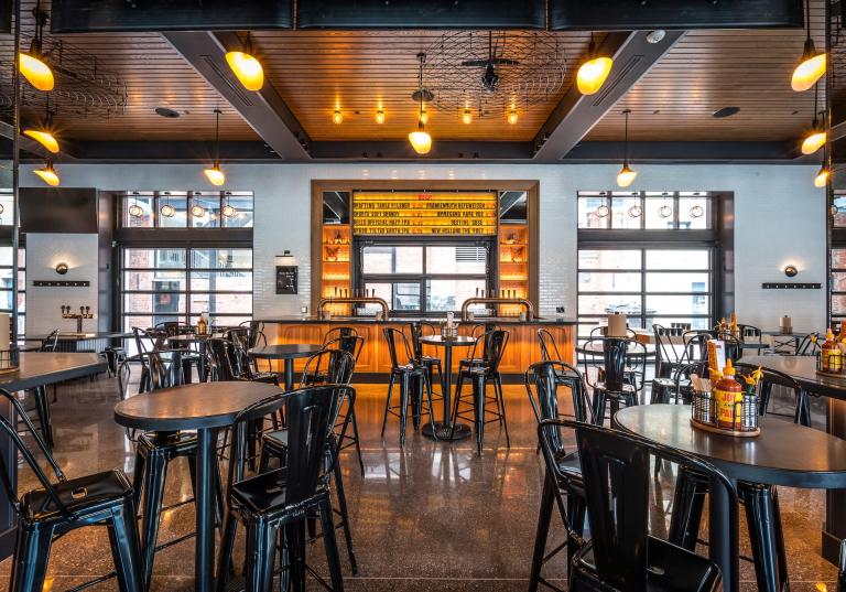 Interior seating at The Brakeman, Detroit