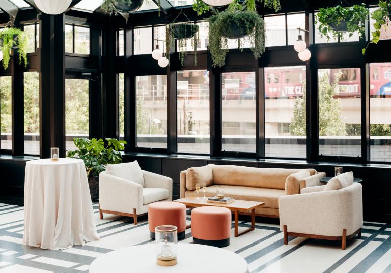 Interior of The Birdy Room in the Shinola Hotel