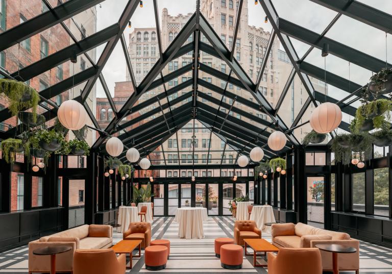 Interior of The Birdy Room in the Shinola Hotel