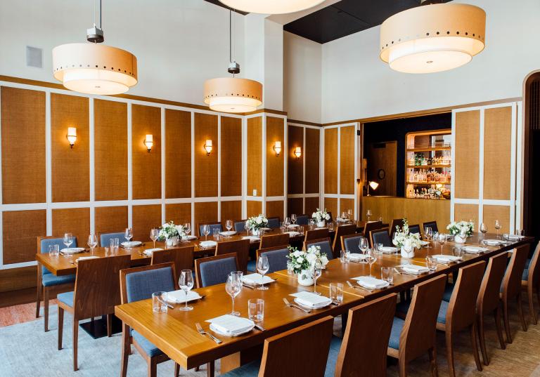 San Morello Restaurant seating in Shinola Hotel, Detroit Michigan 