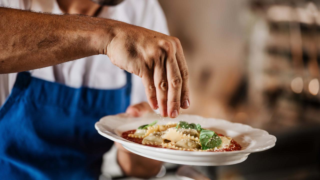 Chef Plating Pasta