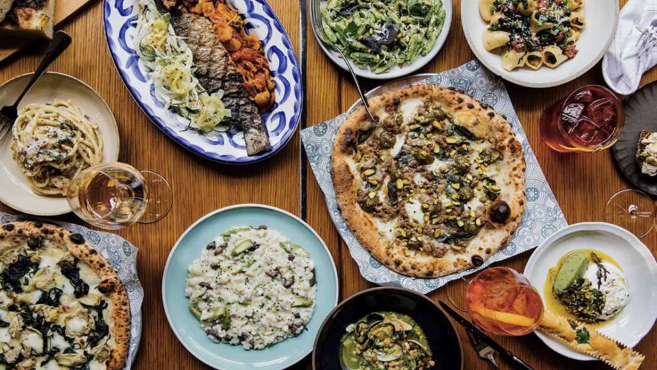 Various plates of food