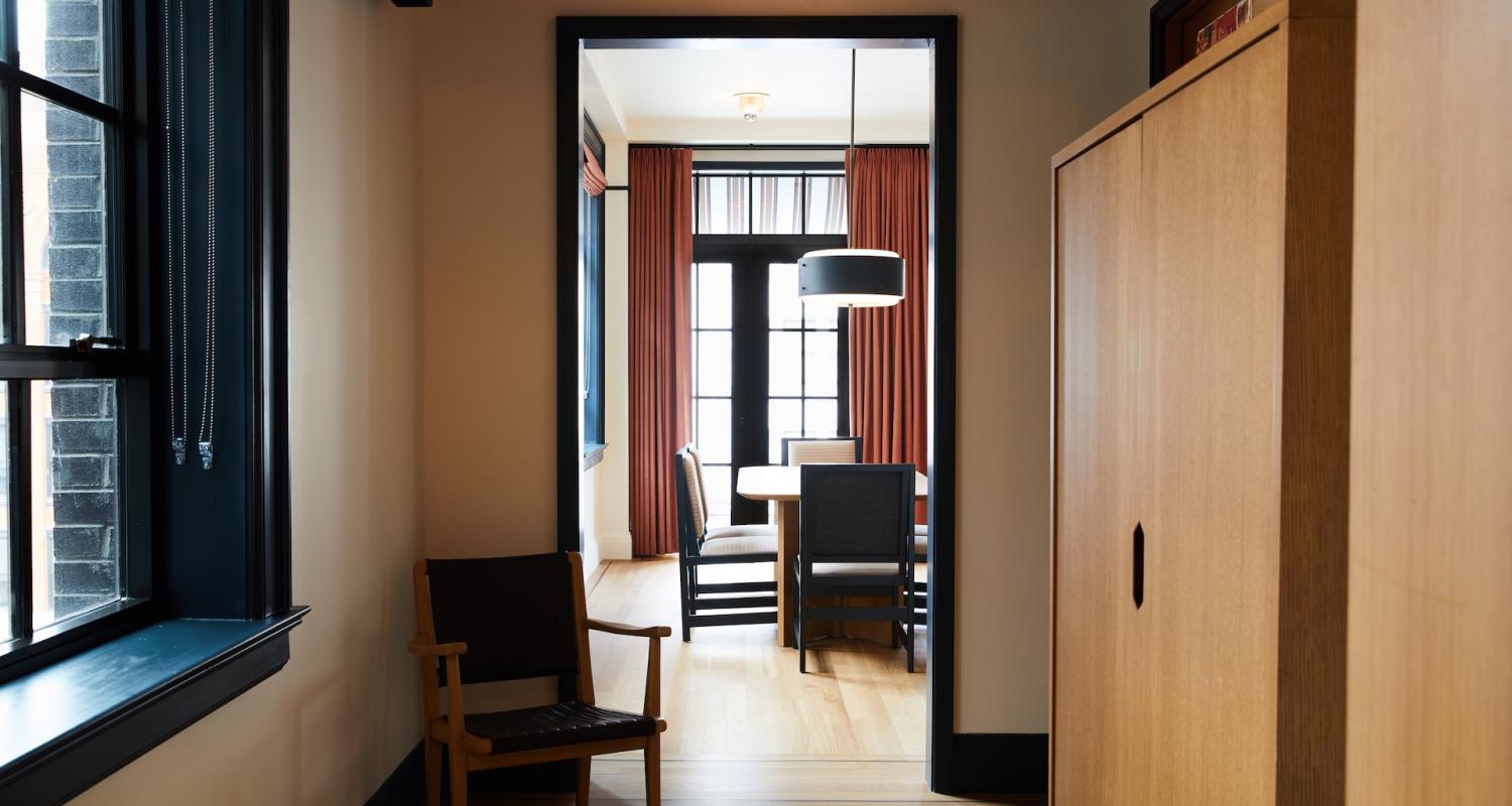 Bedrock Penthouse Hallway and Dresser entry into Study