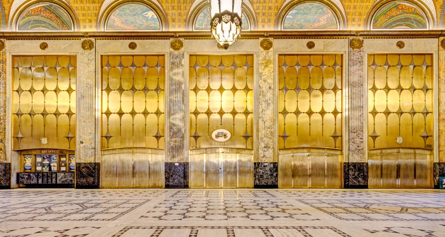 The gold lobby of the Fisher Theatre, Detroit