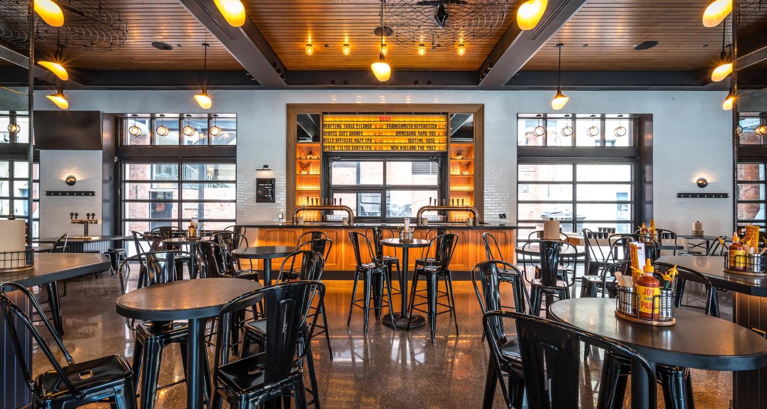 Interior seating at The Brakeman, Detroit