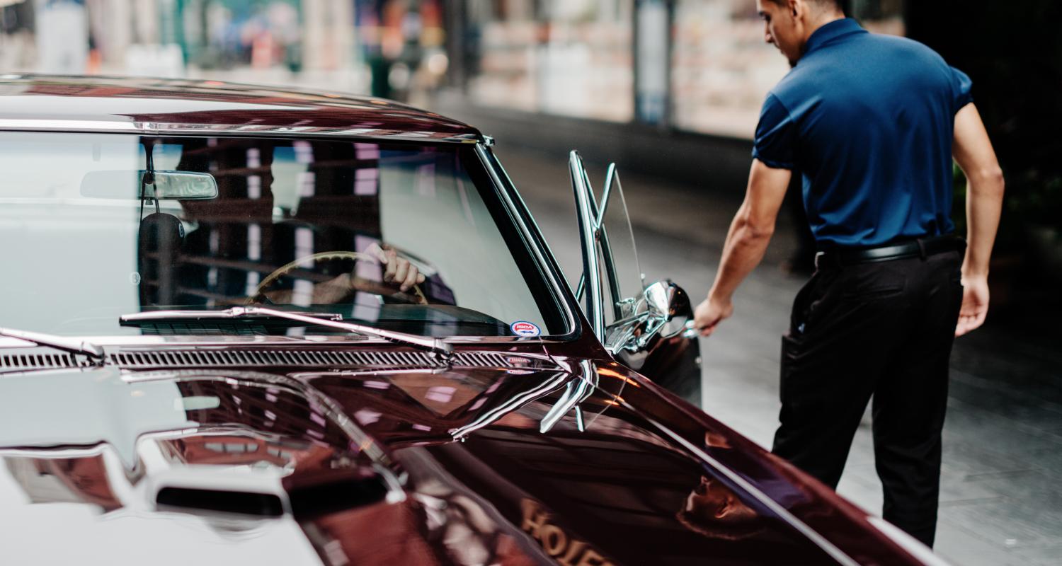 valet car outside of hotel