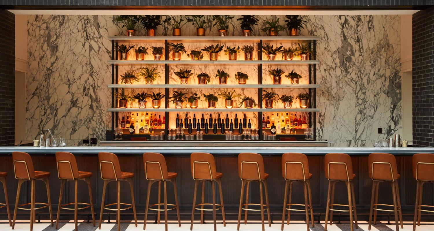 Interior Bar-back of The Birdy Room in the Shinola Hotel