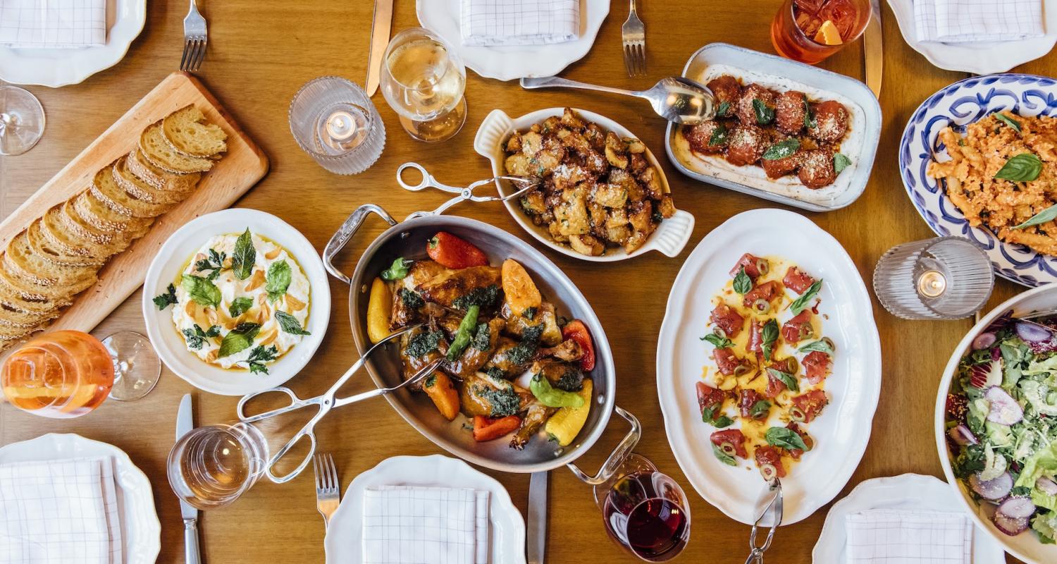 San Morello Restaurant food spread in Shinola Hotel, Detroit Michigan 