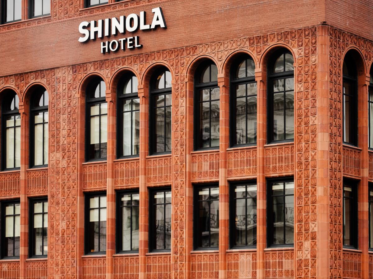 Building exterior of Shinola Hotel in Detroit, MI