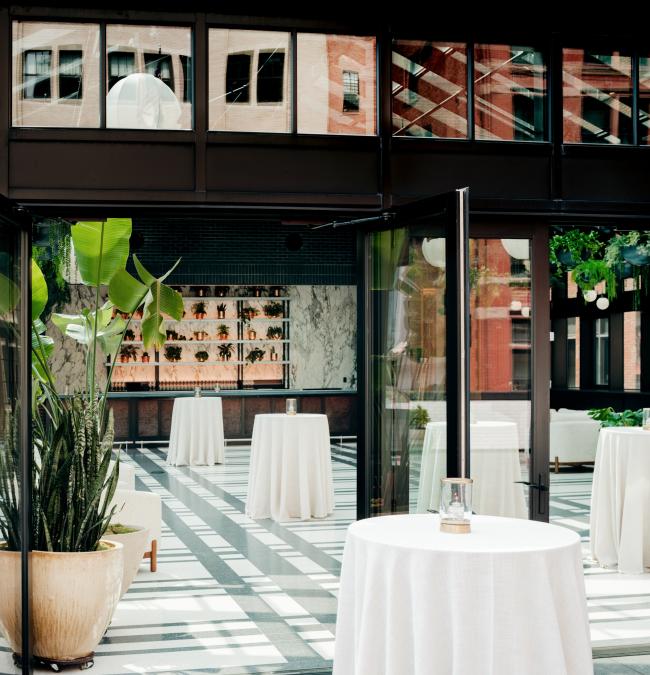 Shinola Hotel wedding setup in venue 