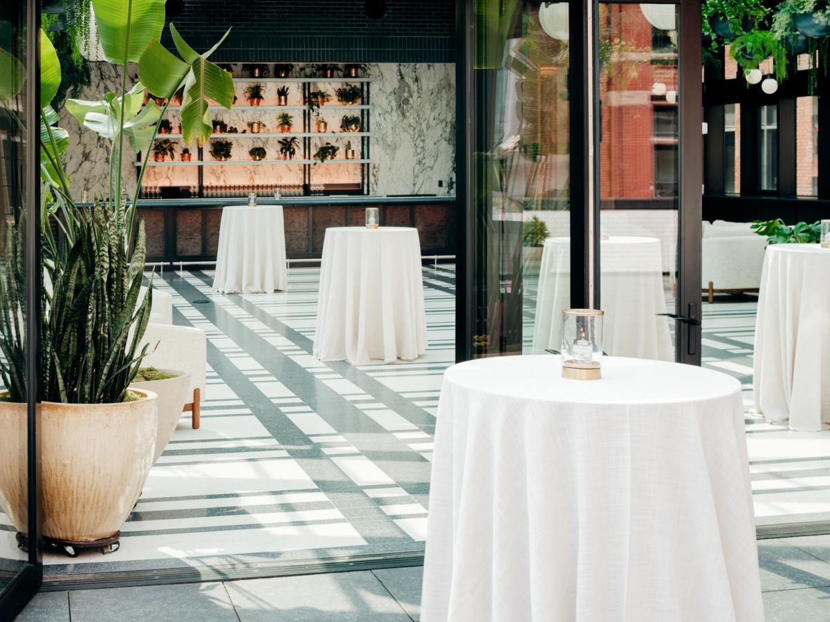 The Birdy Room terrace set for a wedding