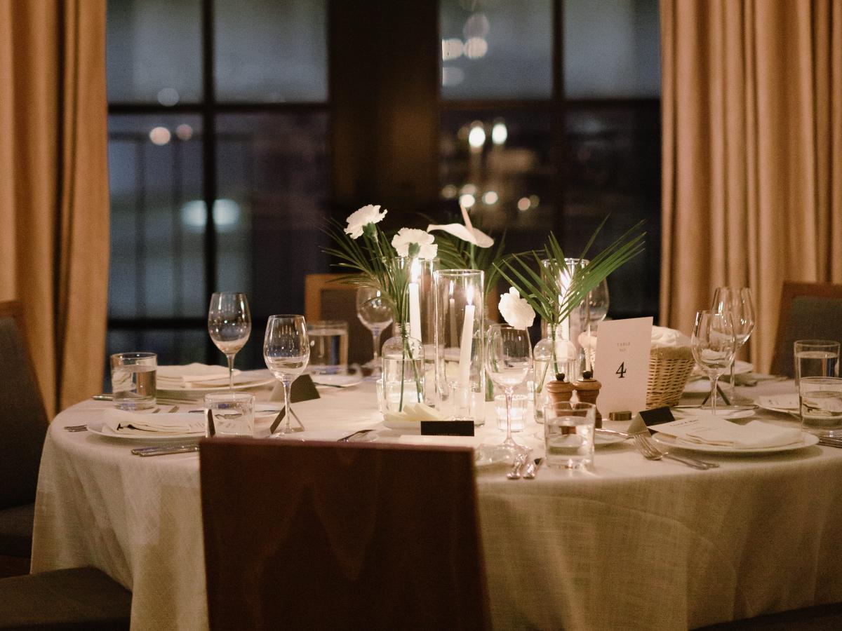 An elegant wedding table setting.