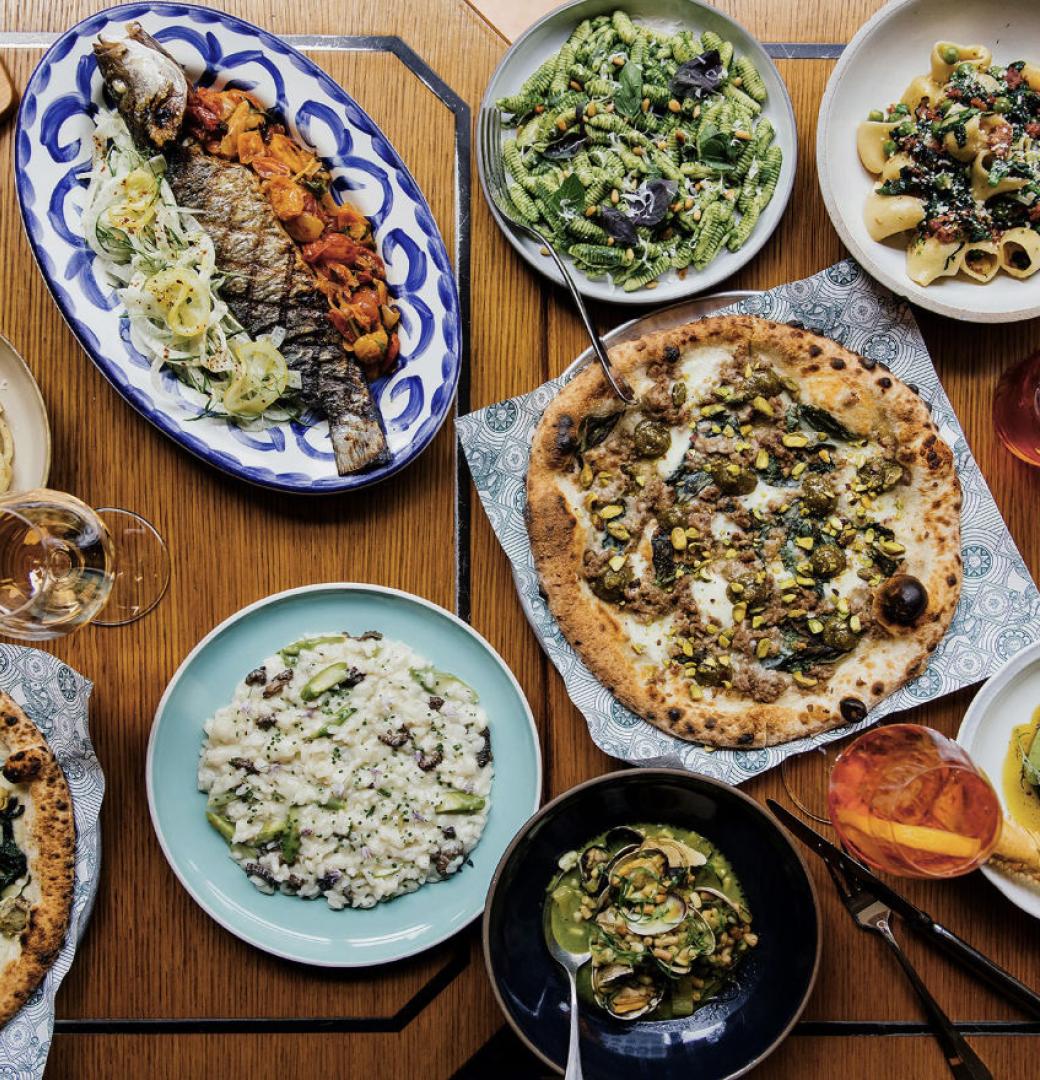 Various plates of food