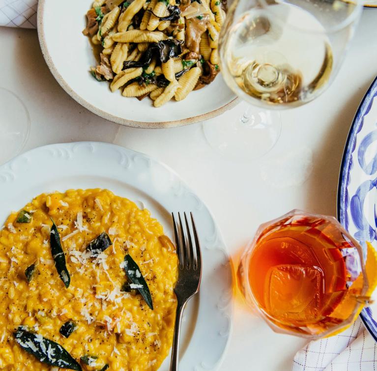 A spread of San Morello dishes and drinks