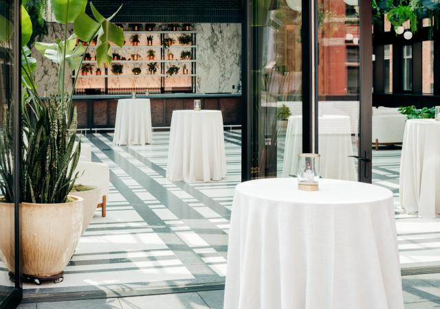 The Birdy Room terrace set for a wedding