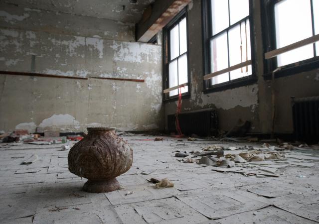 Debris left behind in the Singer building prior to rennovaiton.