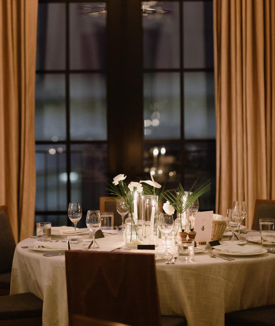 An elegant wedding table setting.