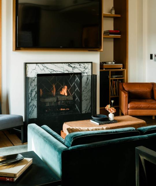 Living area of Shinola Hotel room